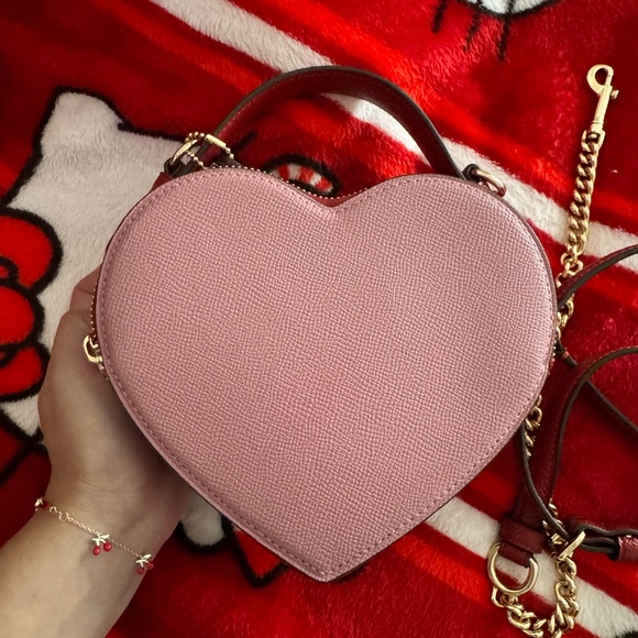 Coach Heart-Shaped Pink Crossbody Bag with Gold Accents - Picture 5 of 10